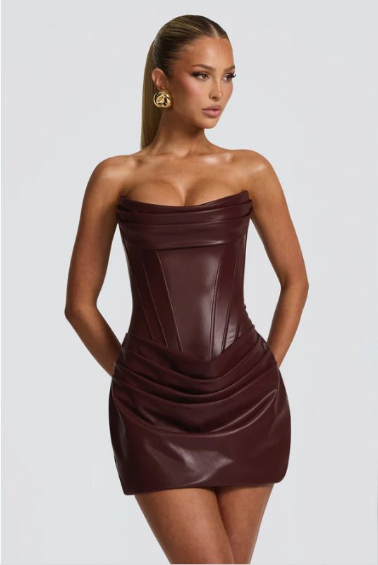 Naomi | Mini Faux Leather Party Dress
